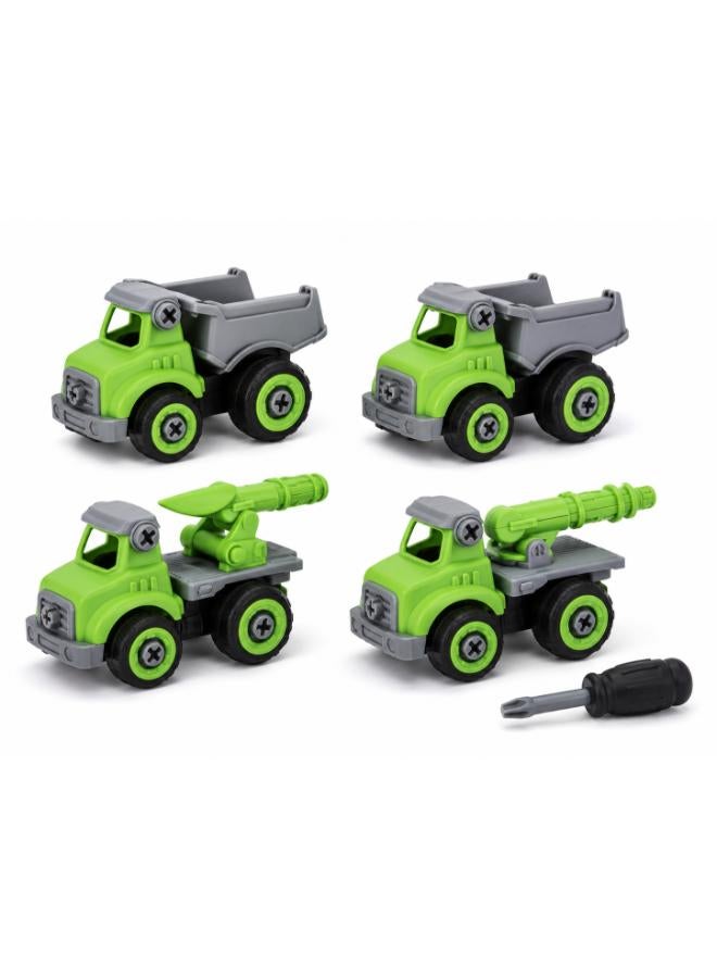 4-Piece Take-Apart Green Truck Toy Set with Screwdriver