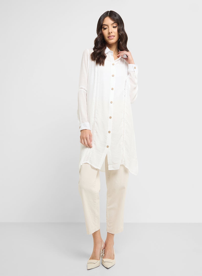 ELLA Longline Button Down Shirt - Image 1