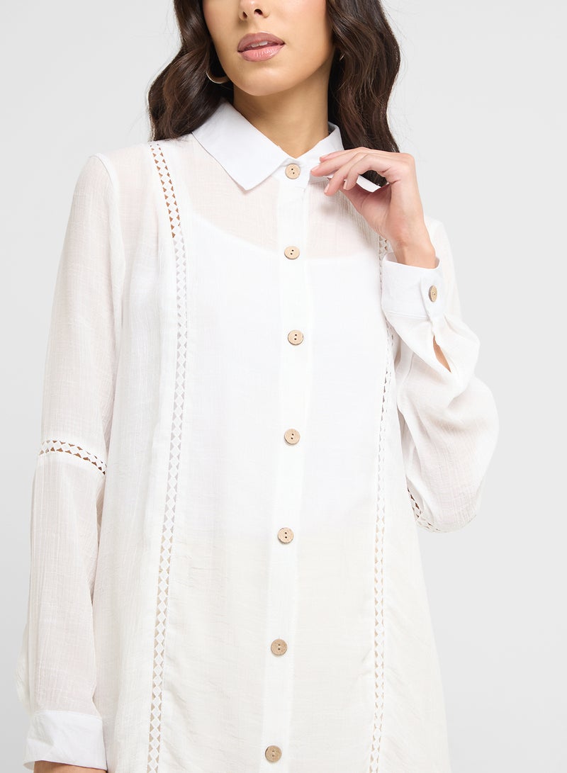 ELLA Longline Button Down Shirt - Image 3