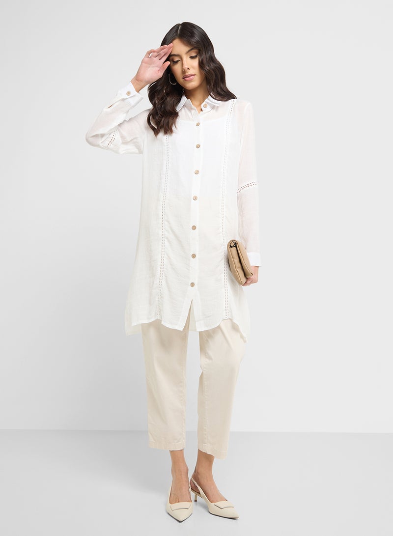 ELLA Longline Button Down Shirt - Image 4