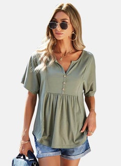 يونيكي Grey V-Neck Solid Top  - Image 1