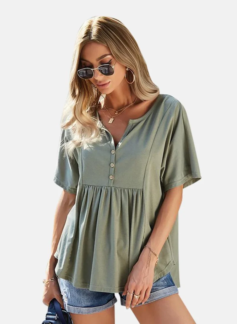YUNIQEE Grey V-Neck Solid Top