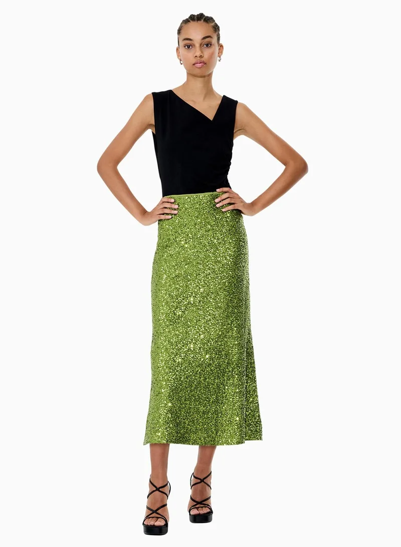 فرنش كونكشن تنورة إيلينا ميدي بالترتر