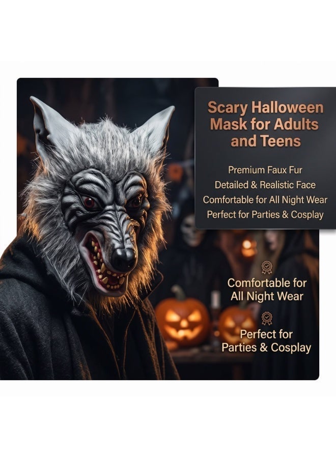Brain Giggles BrainGiggles Scary Ware Wolf Mask, Durable, Adjustable Full Face Halloween Costume Mask for Men & Women, Masquerade & Halloween Cosplay Party face cover for adults ,(Ware Wolf Mask). - Image 5