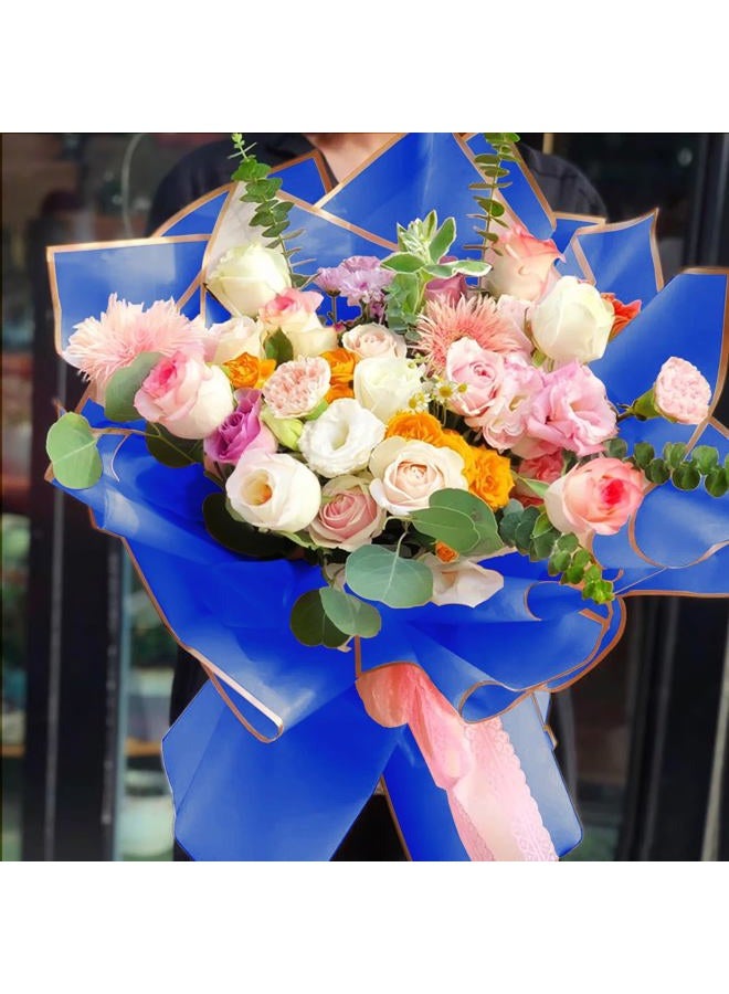 JOYIT 20 Sheets Flower Wrapping Paper - Flower Bouquet Wrapping Paper for DIY Crafts Packaging, Waterproof Flower Paper Wrap for Wedding, Birthday, Flower Shop (Blue, 22.8''x22.8'') - Image 3