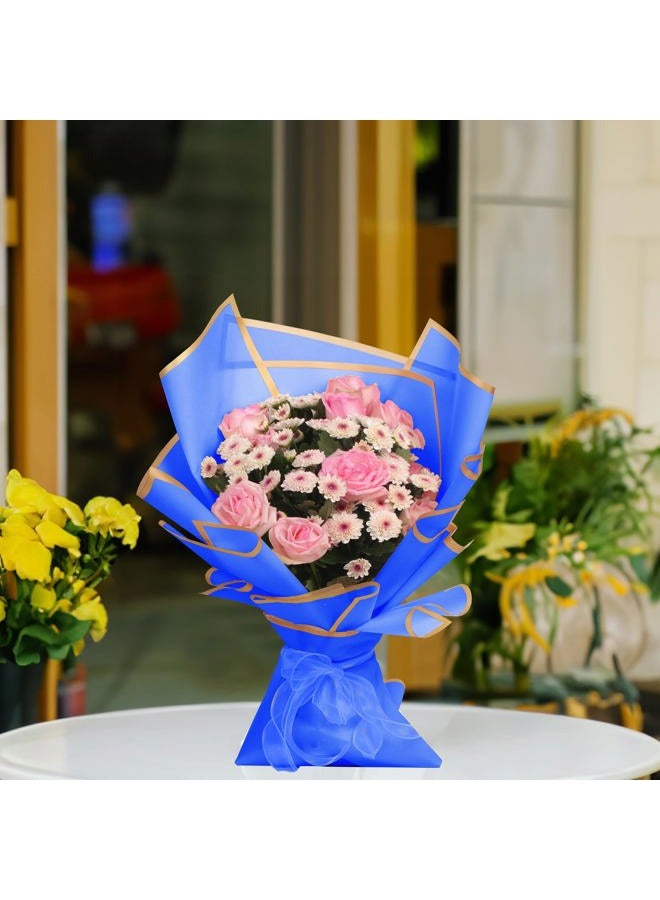 JOYIT 20 Sheets Flower Wrapping Paper - Flower Bouquet Wrapping Paper for DIY Crafts Packaging, Waterproof Flower Paper Wrap for Wedding, Birthday, Flower Shop (Blue, 22.8''x22.8'') - Image 5