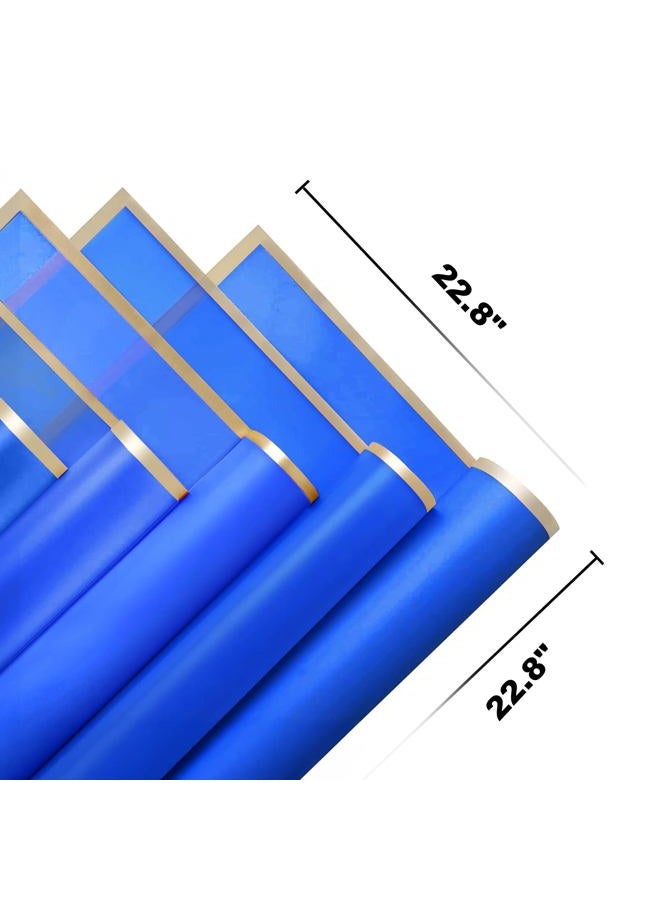 JOYIT 20 Sheets Flower Wrapping Paper - Flower Bouquet Wrapping Paper for DIY Crafts Packaging, Waterproof Flower Paper Wrap for Wedding, Birthday, Flower Shop (Blue, 22.8''x22.8'') - Image 4