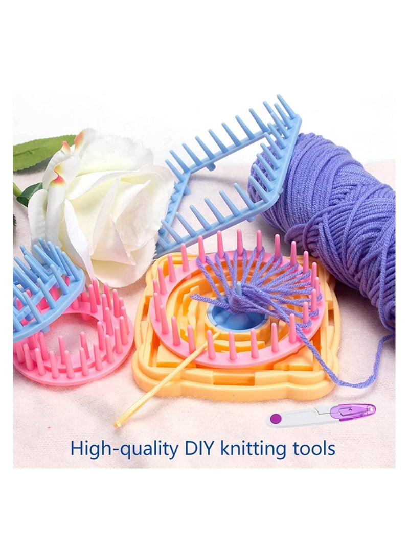 SYOSI Weaving Loom Kit, Flower Knitting Loom Kit, Frame Looms, Knitting Wool, Round/Square Knitting Looms Set Craft Kit Tool Multi Color, with Hook Needle, for knitting beginners (Flower Maker) - Image 5