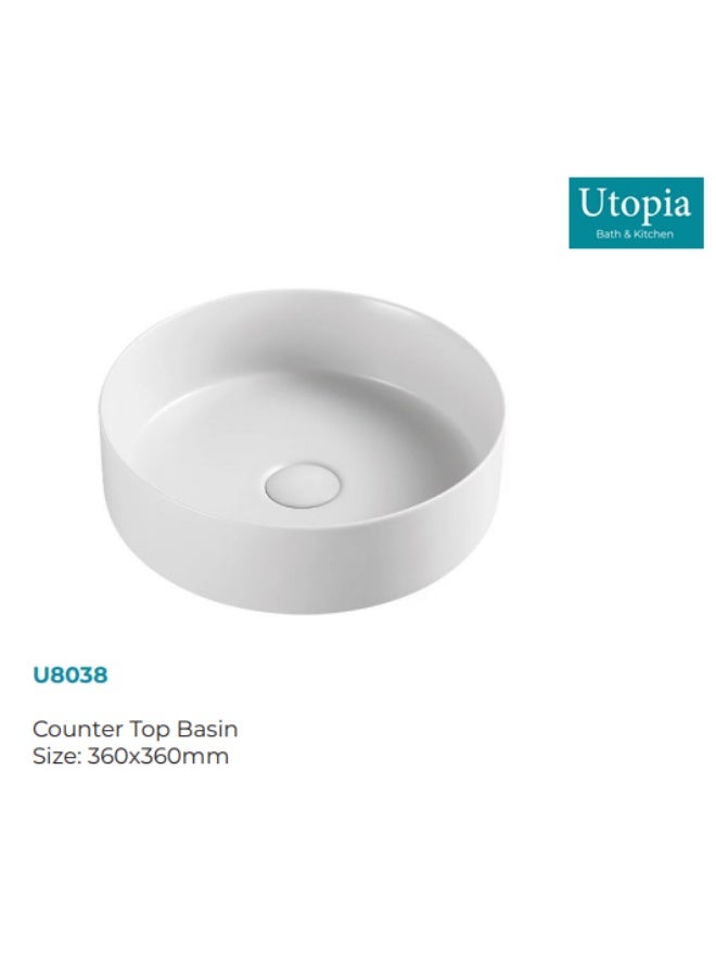 UTOPIA Counter Top Basin 360*360*120 mm, White (UK-Origin) - Image 1