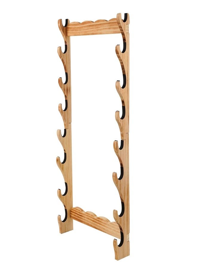 BiJun Sword Katana Wall Mount, 8-Tiers Sword Holder Lightsaber Mounts for Wall Solid Wood Samurai Stand Hook Swords Hanger Display Support Gladiator Crusader Wakizashi Tanto Sasuke Wand Rack - Image 1