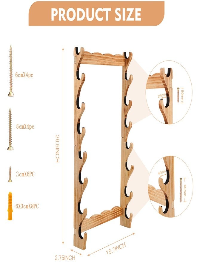BiJun Sword Katana Wall Mount, 8-Tiers Sword Holder Lightsaber Mounts for Wall Solid Wood Samurai Stand Hook Swords Hanger Display Support Gladiator Crusader Wakizashi Tanto Sasuke Wand Rack - Image 5