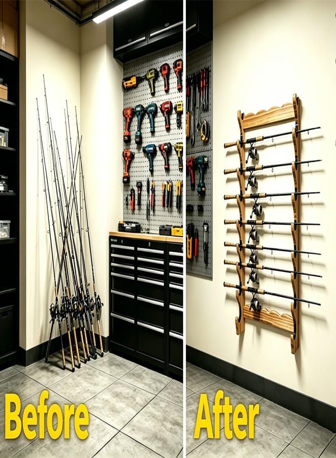 BiJun Sword Katana Wall Mount, 8-Tiers Sword Holder Lightsaber Mounts for Wall Solid Wood Samurai Stand Hook Swords Hanger Display Support Gladiator Crusader Wakizashi Tanto Sasuke Wand Rack - Image 4