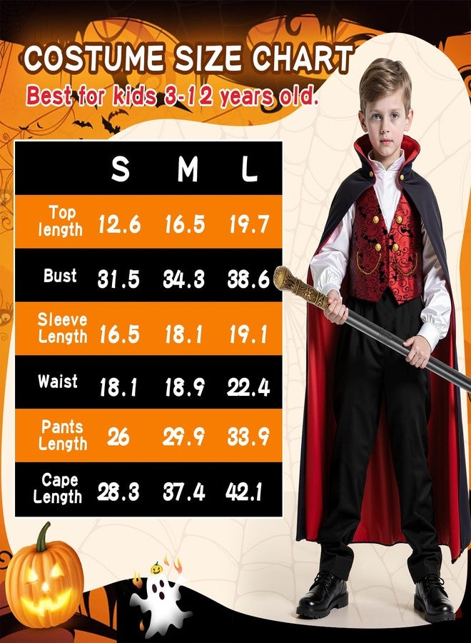 PEADUCK Kids Vampire Costume for Boy, Halloween Vampire Costumes Dress Up Role Play Set, Halloween Party Costumes for Boys Kids 3-12 - Image 3