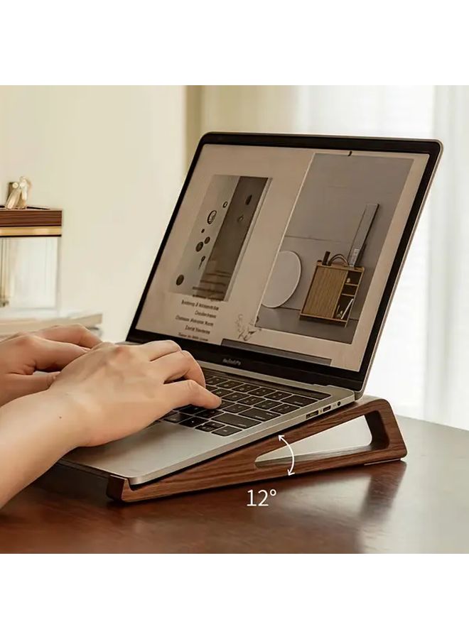 Vintage Bamboo Laptop Stand Adjustable Height Portable Desk For Office Bedside Travel - Image 1