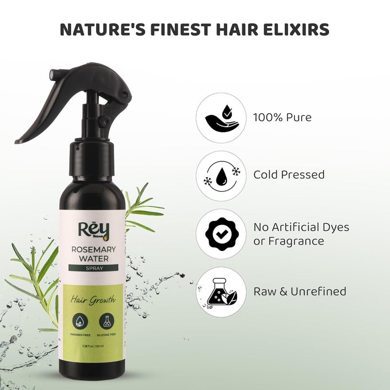 Rey Naturals Rey Naturals Aqua Range Pure Rosemary Water Spray For Hair Growth 100ml NonOily Hair Spray For Shiny Frizz Free Hair Rosemary Water Spray For Strong Thick Hair For All Hair Types - Image 3