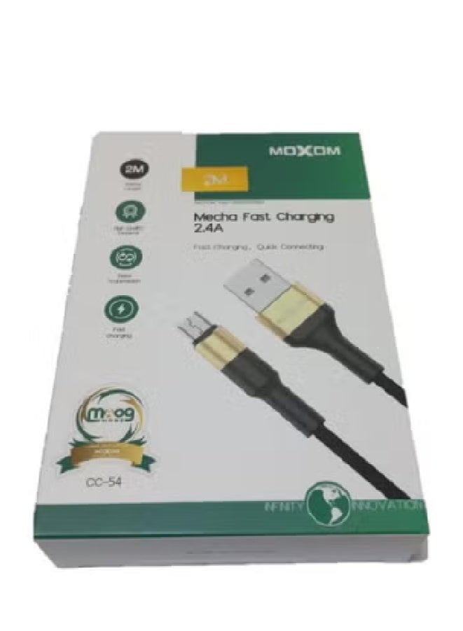 MOXOM USB To Micro Anti Cut Fabric Super Charging Cable 2.4A CC-54 - Image 2