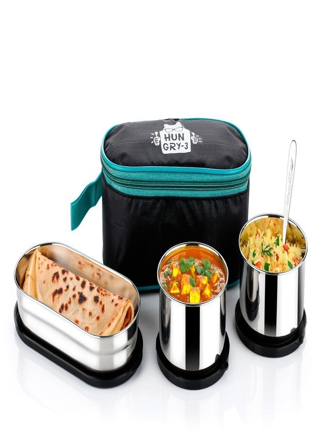 Sorriso Stainless Steel Lunch Box for Office Use - 3 Container Leak Proof Tiffin Box for Men & Women, Includes Spoon & Bag Durable Set for Daily Meals, School & Corporate Professionals - Image 1
