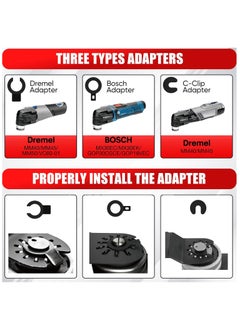 SHALL 102PCS Multitool Blades, Oscillating Multi Tool Accessories kits, HCS & Bi-Metal Blades, Sanding Pad, Sandpaper, Scraper, Carbide Grit Rasp, Dremel/Bosch/C-Clip Adapter, Storage Case Included  - Image 4