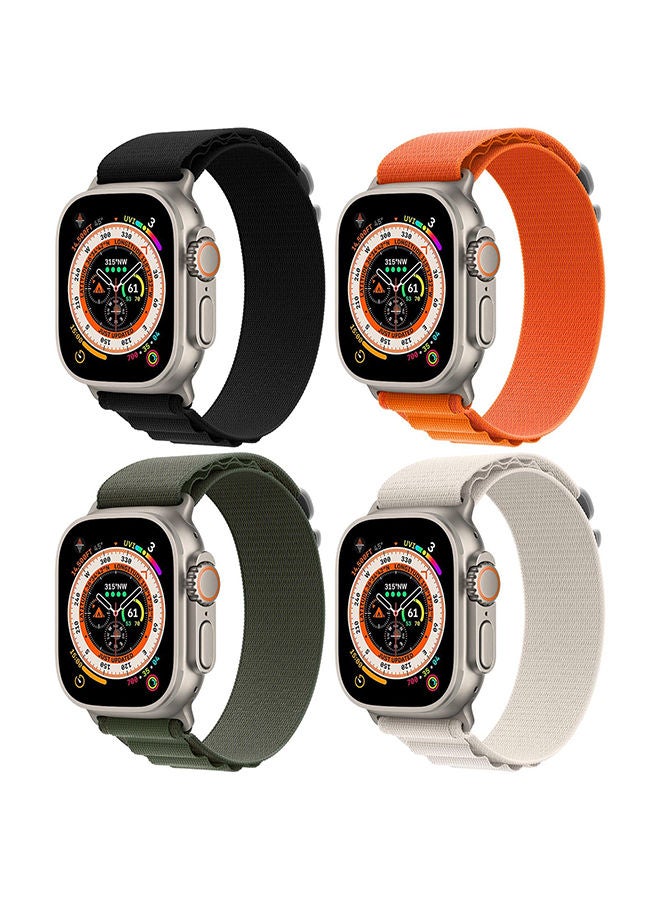 O Ozone Alpine Loop (Pack of 4) For Apple Watch Band Series 8 42mm 44mm 45mm 49mm Nylon Sports Solo Loop Stretch Woven Straps For iWatch Series 8/7/6/5/4/3/2/1/SE/Ultra - Multicolour - Image 1