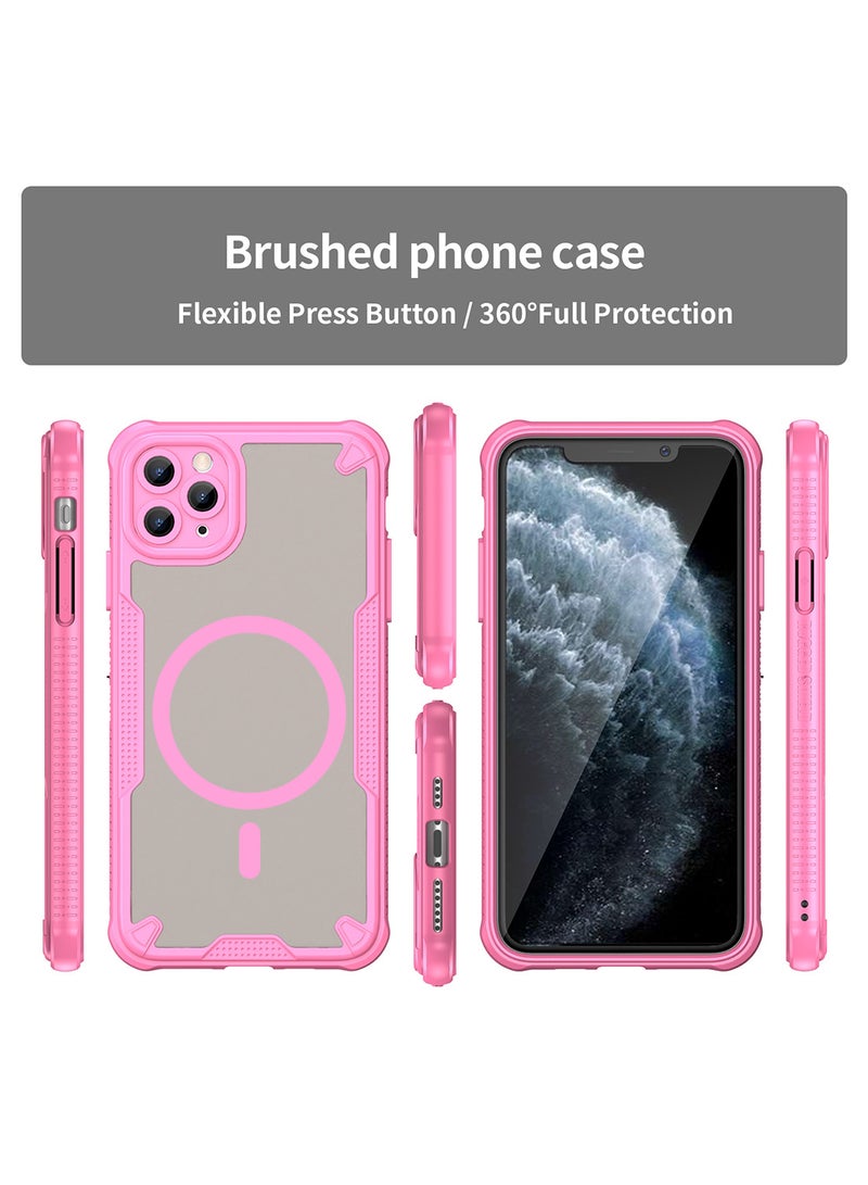 Cover For iPhone 11 Pro Max Armor Glaze MagSafe Magnetic Phone Case Raised edges around the screen and camera lens help prevent scratches - Pink - Image 5