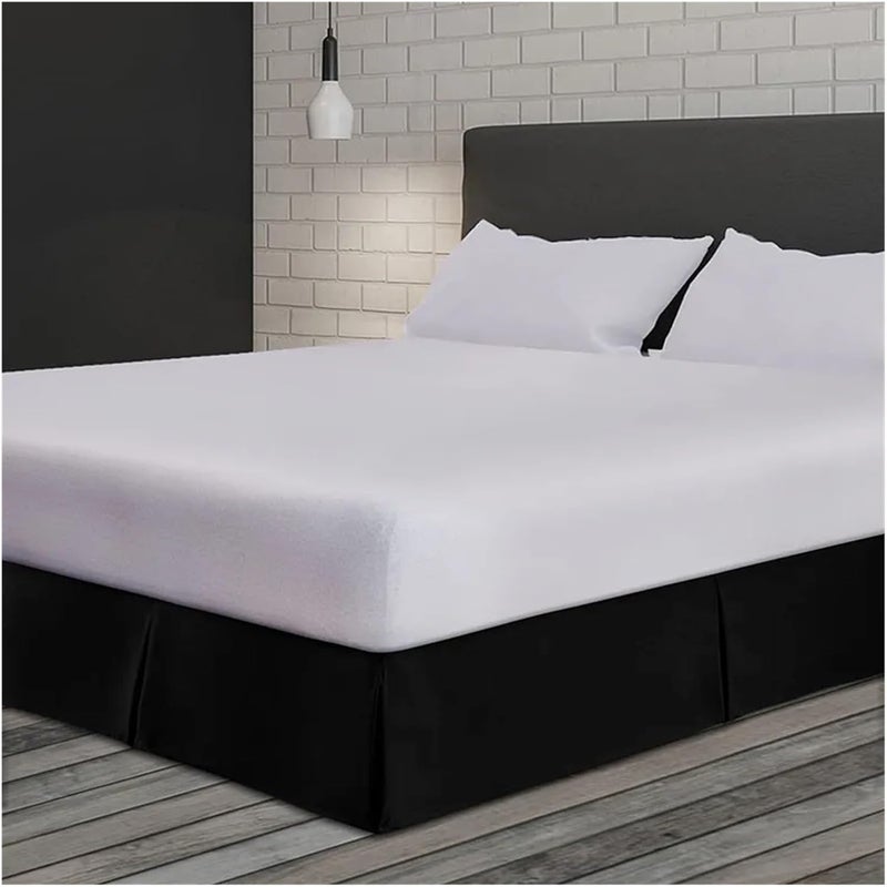 Comfortable Soft Pleated Tailored Bed Skirt with Wrinkle & Fade Resistant Fabric -15 Inch High Bedding(Black,SK 180x220x35 cm) - Image 1