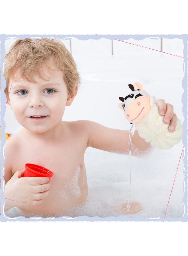 Vesici 2 Pcs Bath Sponge Kids Body Shower Loofah Cute Animal Loofah Sponge Cartoon Shower Loofah Colorful Baby Bath Pouf Mesh For Toddler Children Adults Gifts Shower Washing Exfoliating (Pig Cow) - Image 5