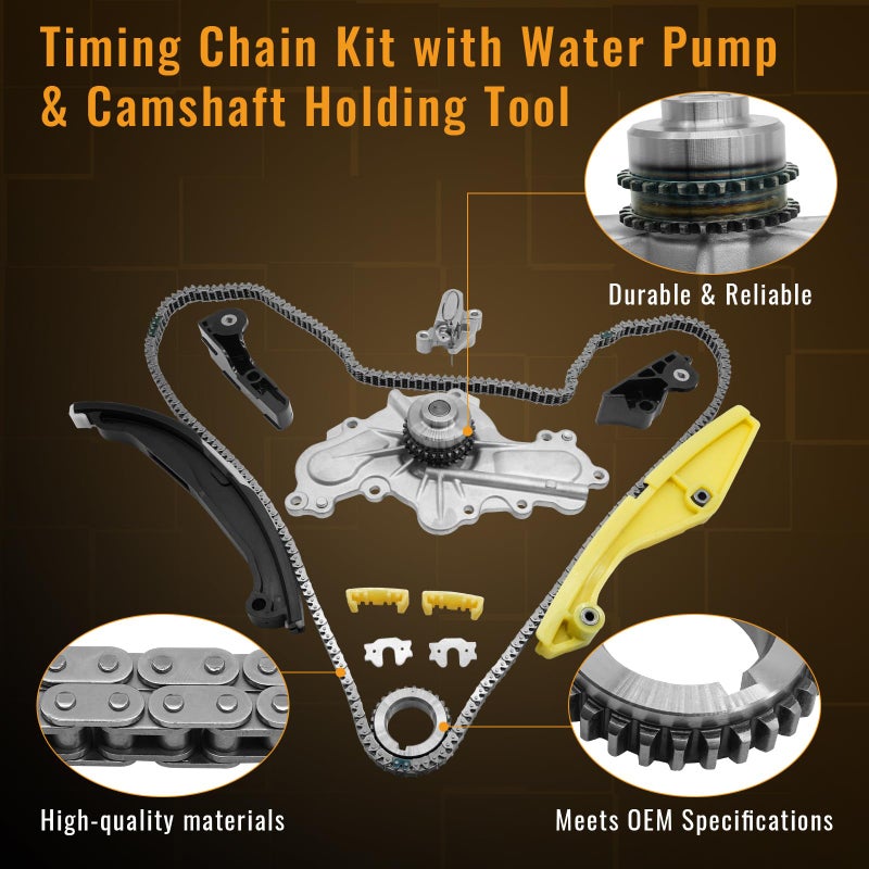 OWNWEEDA Timing Chain Kit with Water Pump + Camshaft Holding Tool with Timing Alignment Holder Tool Kit for 2011-2019 Ford Explorer/Edge/Taurus/Flex 3.5L 3.7L V6 303-1248 BL3Z-6268-A Timing Chain Set - Image 4