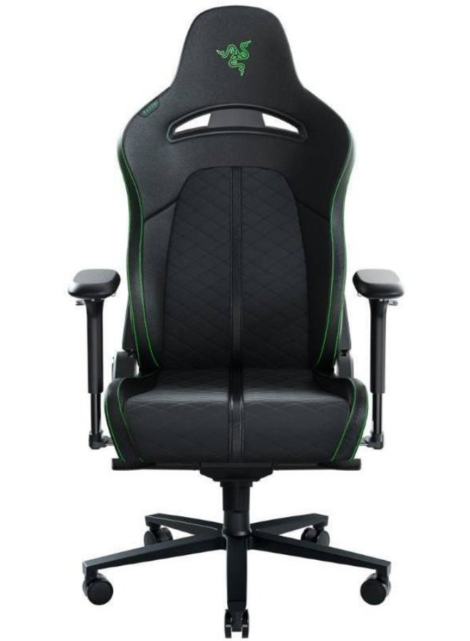 RAZER Enki Ergonomic Gaming Chair – Wide 21” Seat, Built-in Lumbar Support, Memory Foam Head Cushion, Recline 152°, Tilt & Swivel, Premium Synthetic Leather + Fabric, All-Day Comfort, Black&Green | RZ38-03720100-R3G1 - Image 1