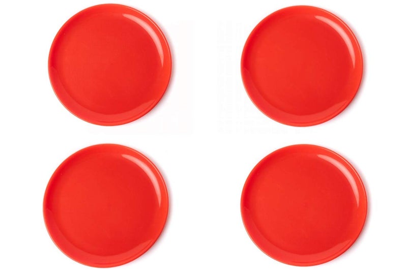 URMILA PLASTIC Microwave Safe Unbreakable Round Full Dinner Plates Set of 4 Red 11 inch - Image 1