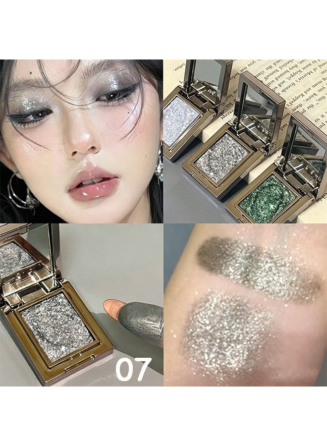 KAPEINE Dark Grey Glitter Eyeshadow, Single Shimmer Eyeshaow Sparkling Highlighter Metallic Eye Shade Waterproof Makeup Palette Blendable Eyes Glitter for Everyday Stage Performance 07 - Image 2