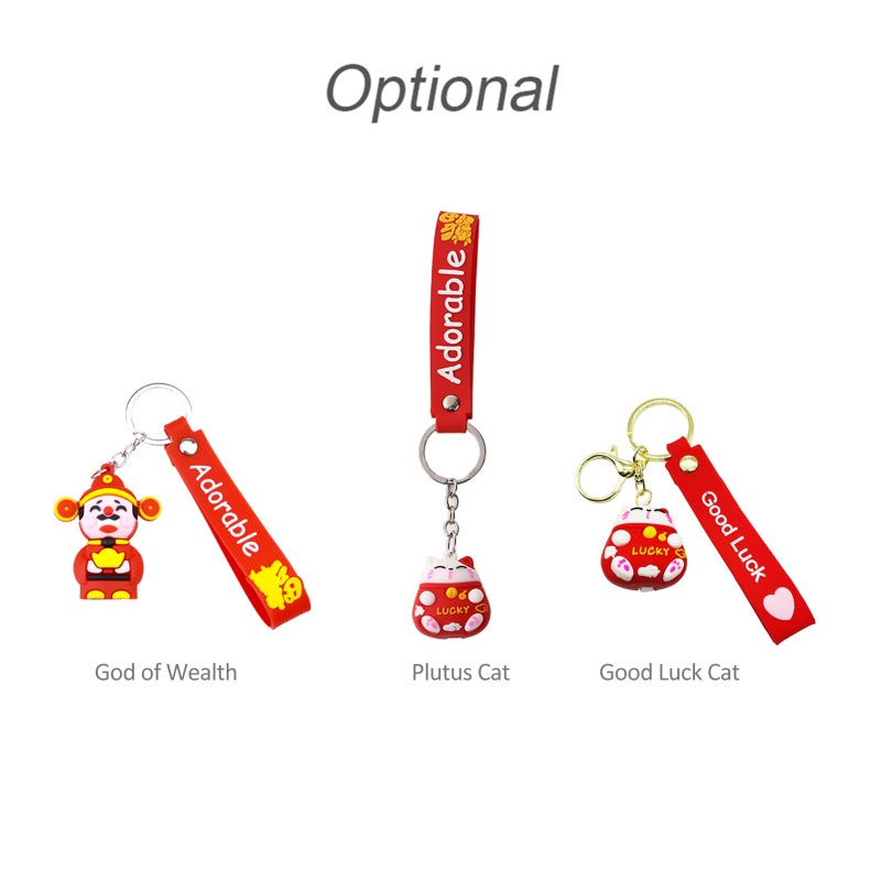 Lucky Cat Keychain Red Sturdy Durable Reusable Keyring - Delicate Cute Lightweight Keychain for Chinese New Year Gifting Backpack Bag Car Decoration - Image 2