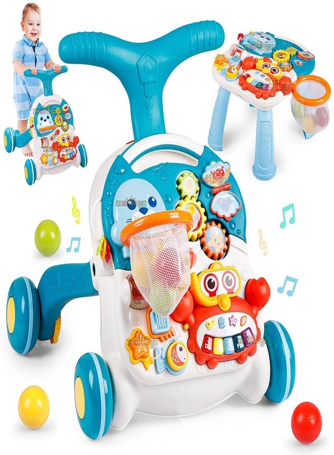 Mokshith Baby Sit-to-Stand Learning Walker, 2 in 1 Baby Walker for Girls Boys, Educational Push Walkers with Entertainment Activity Table,Music Learning Toy for Infant Boys Girls - Image 1
