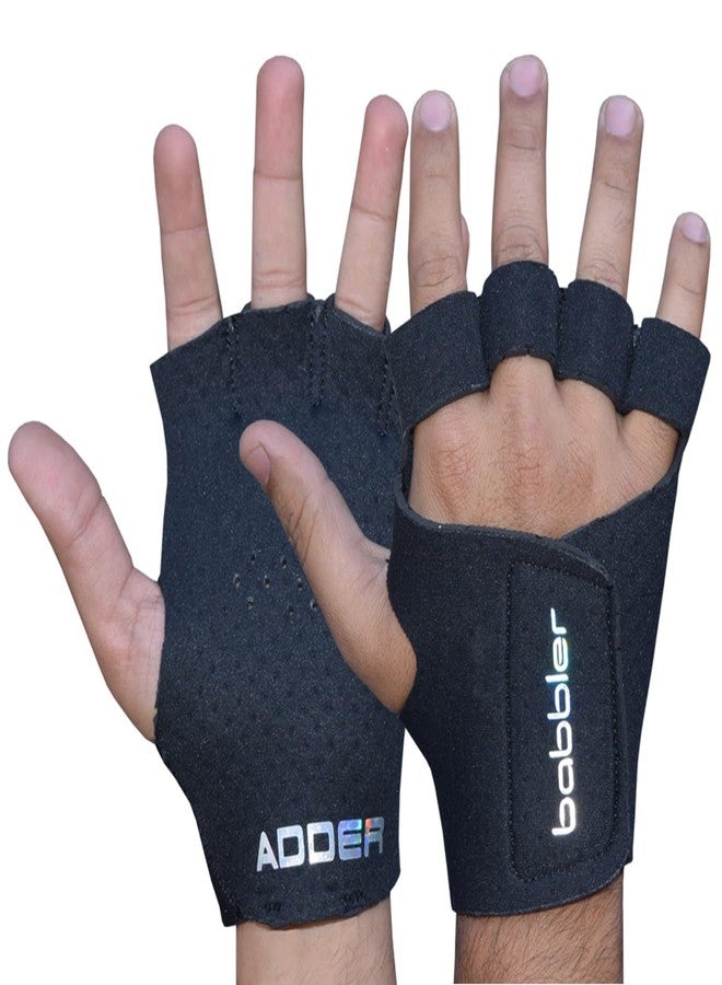 BABBLER Gym Gloves, Adder Full Neoprene Half Finger Gym Gloves for Men & Women, Gym Gloves for Men Weight Lifting, Weight Lifting Gloves, Gym Gloves Breathable (Black, Large) - Image 1