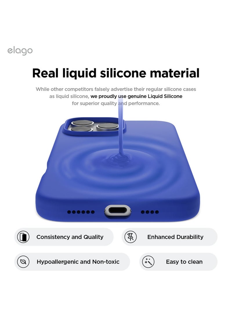 Elago Liquid Silicone for iPhone 16 PRO Case Cover Full Body Protection, Shockproof, Slim, Anti-Scratch Soft Microfiber Lining - Cobalt Blue - Image 3