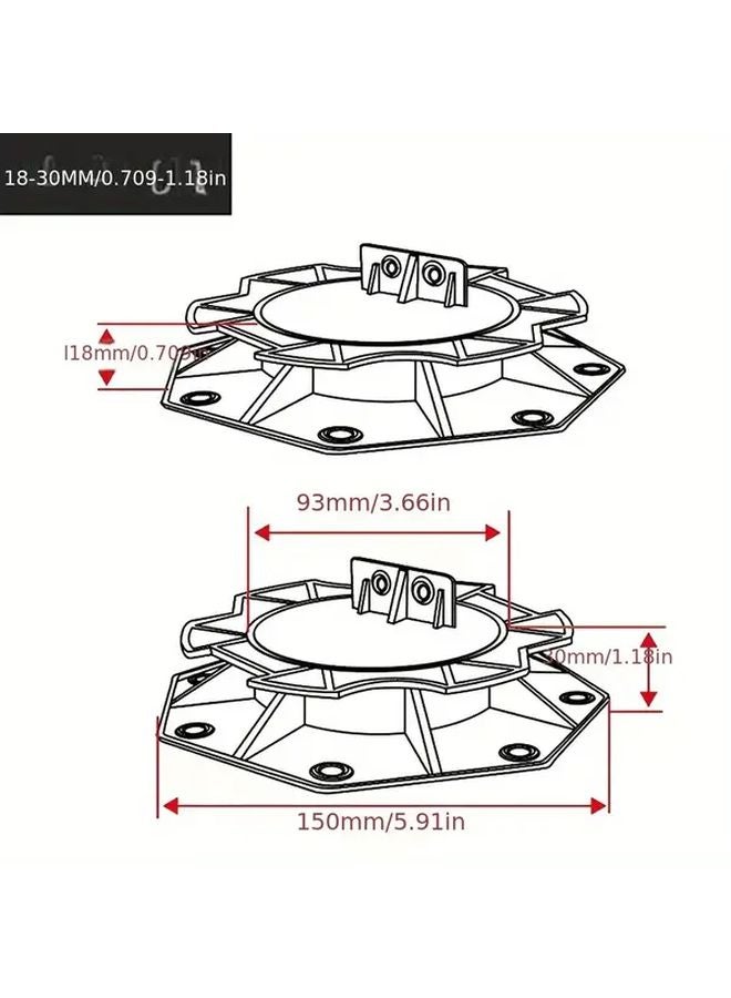 10 قطعة من رافعات الأرضيات المصنوعة من البولي بروبيلين المعاد تدويره، مع ضبط الارتفاع من 18 إلى 30 ملم - Image 5