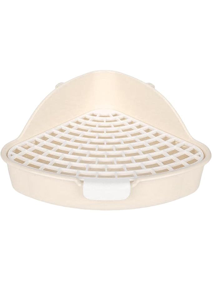 Beige Medium Grid Potty Bunny Corner Toilet for Small Animal Cage Ferret Supplies - Image 1