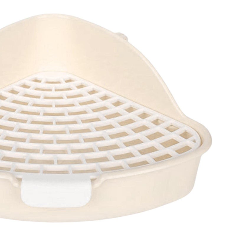Beige Medium Grid Potty Bunny Corner Toilet for Small Animal Cage Ferret Supplies - Image 3