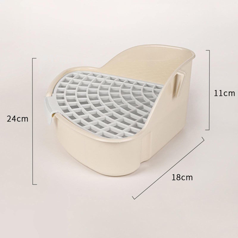 Beige Medium Grid Potty Bunny Corner Toilet for Small Animal Cage Ferret Supplies - Image 4