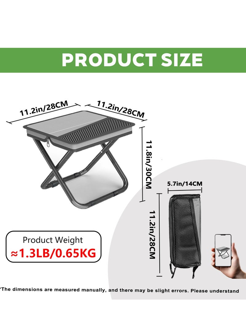 hilimse Portable Small Metal Handbag-Style Portable Folding Stool Durable Lightweight Camping Stool, Compact Outdoor Seat for Travel, Hiking and More(Large Size,Grey) - Image 2