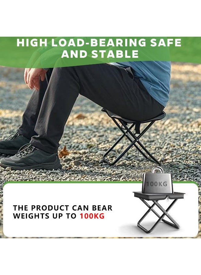 hilimse Portable Small Metal Handbag-Style Portable Folding Stool Durable Lightweight Camping Stool, Compact Outdoor Seat for Travel, Hiking and More(Large Size,Grey) - Image 4