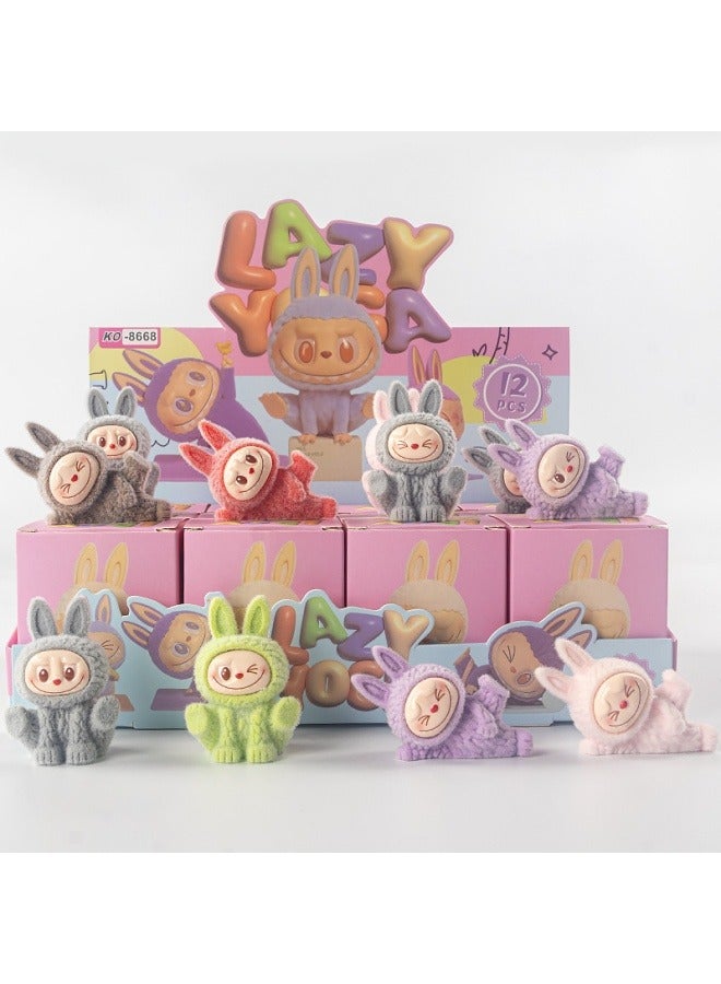general 12pcs yoga rab cloth flocking small ornaments children's toys bubble Mart tide play doll blind box 
