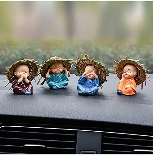 JAIPUR ACE JAIPUR ACE Hat Monk Buddha Statue Decorative Items for Home Figurine Multicolor Good Luck Sculpture Decoration Indoor Outdoor Garden car Dashboard Porch Yard Decor Hat Monk Buddha  - Image 2