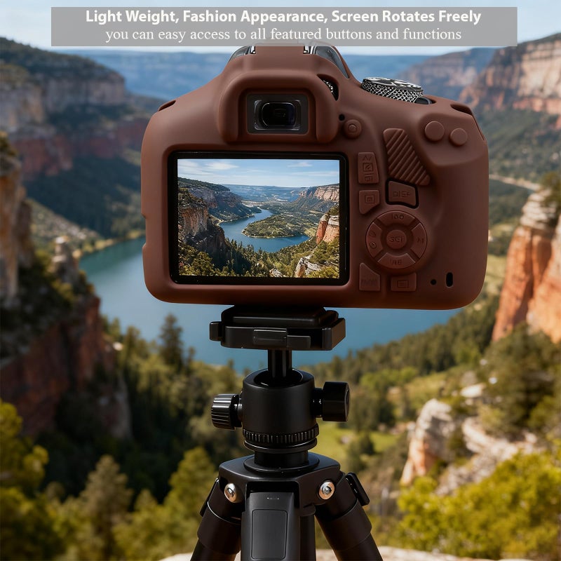 Frevyve Case for Canon EOS Rebel T7 Rebel T6 Camera, Soft Silicone Rubber Protective Camera Case Cover Accessories, Lightweight, Anti-Scratch with Button Marking for EOS Rebel T7 T6 (Brown) - Image 3
