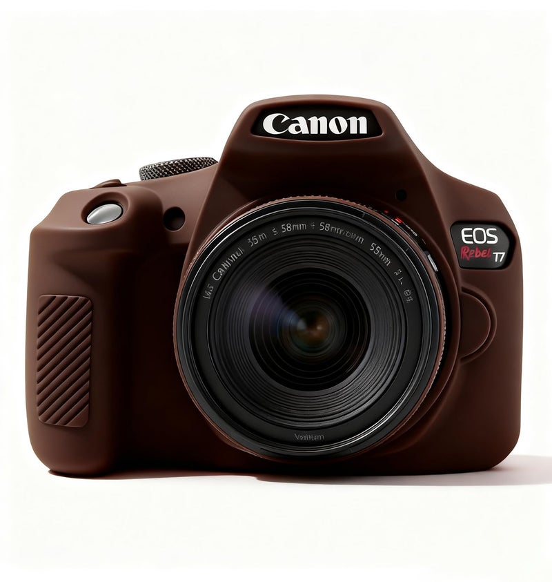 Frevyve Case for Canon EOS Rebel T7 Rebel T6 Camera, Soft Silicone Rubber Protective Camera Case Cover Accessories, Lightweight, Anti-Scratch with Button Marking for EOS Rebel T7 T6 (Brown) - Image 1