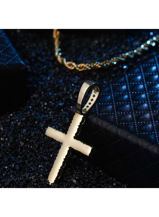 TOPGRILLZ 14K Gold&Silver Plated Micro Pave Cubic Zirconia Cross Pendant Neckace Mens Iced Out - Image 2
