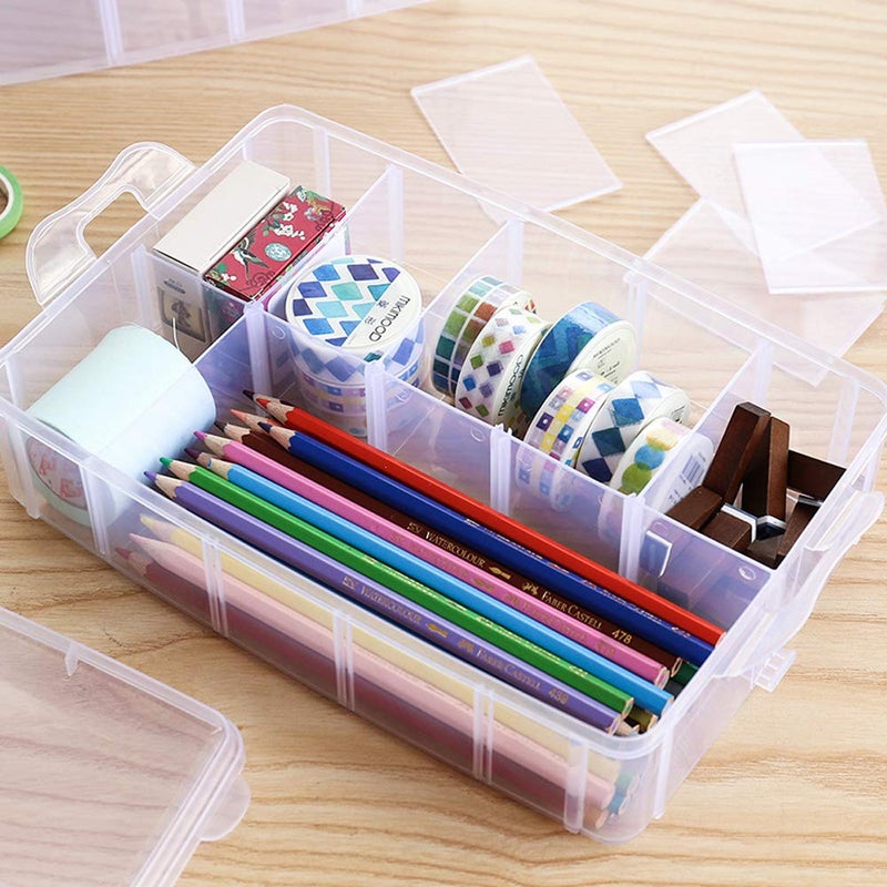 Sooyee 6 Layers Stackable Storage Container Clear 60 Adjustable Compartments,Compatible with Small Toys Arts and Crafts Piping Tips Hardware Storage Organizer - Image 4