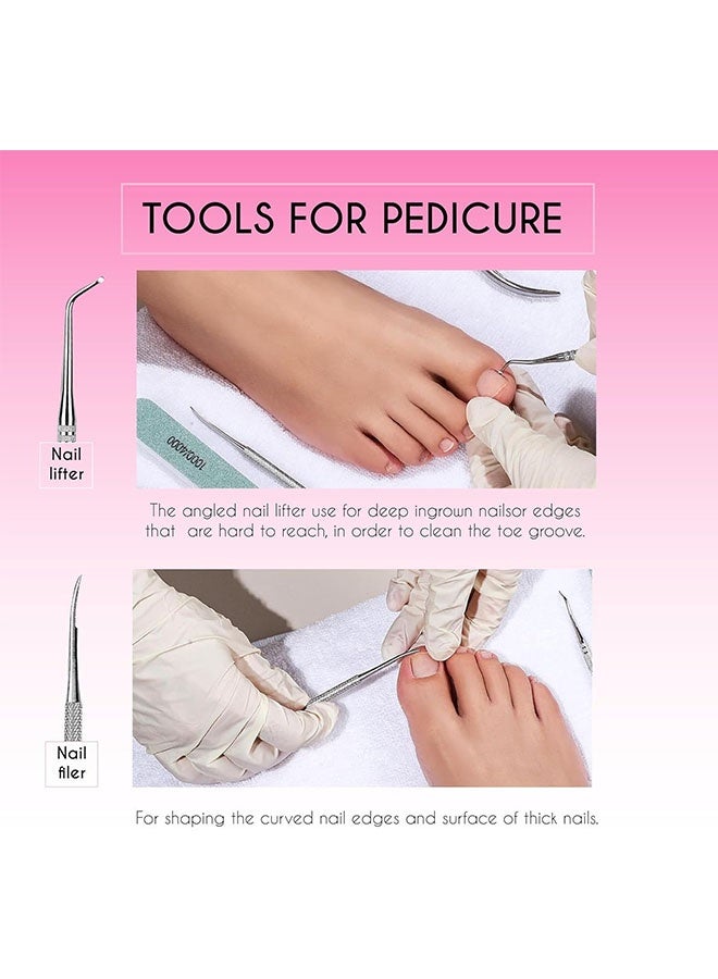12Pcs Pedicure Kit, Manicure Care Set for Hand and Foot with Nail Files 100/180, Nail Buffer Block, Cuticle Nippers, Cuticle Pusher, Cuticle Trimmer, Nail Lifter for Ingrown Toenails, for Home - Image 5