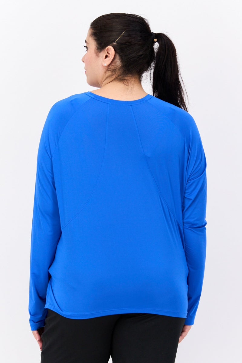 Brooks بلوزة رياضية نسائية بأكمام طويلة مناسبة للجري، زرقاء - Image 2