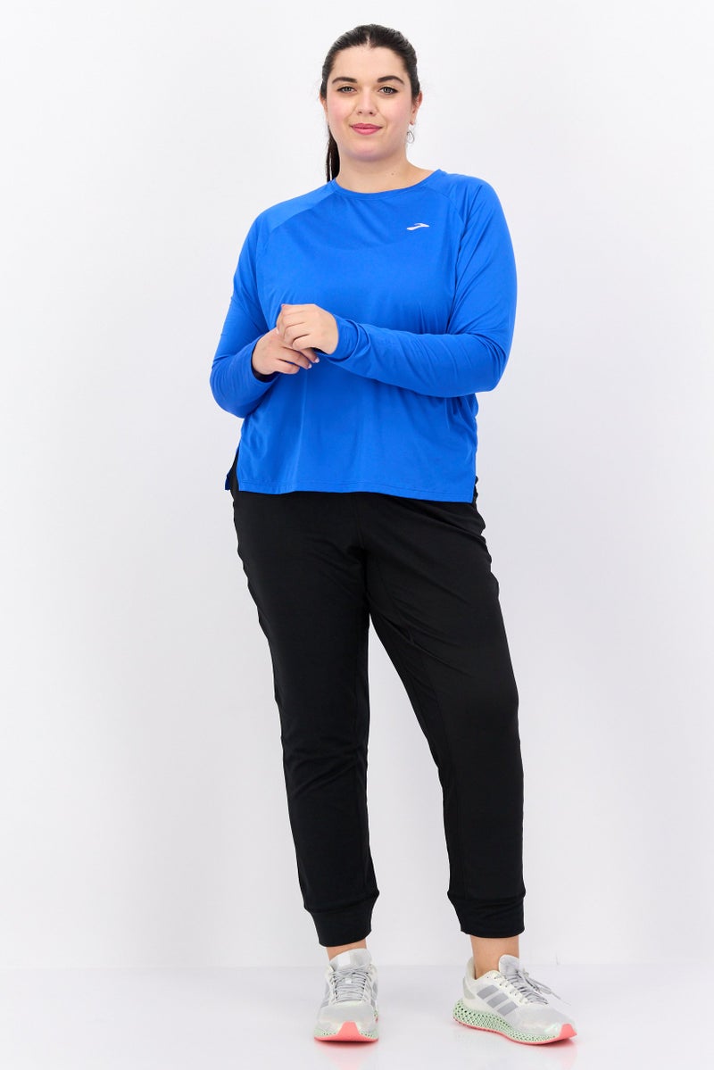 Brooks بلوزة رياضية نسائية بأكمام طويلة مناسبة للجري، زرقاء - Image 4