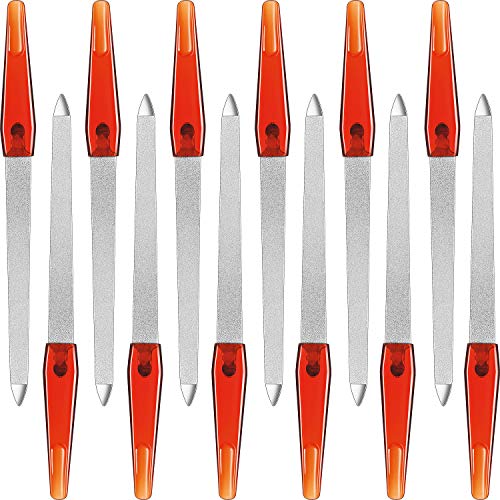 Mudder 12 Pcs Metal Nail File 67 Inch Stainless Steel Nail File Double Sides with Anti Slip Handle Fingernails Toenails Manicure Tool for Woman and MenBrown - Image 2